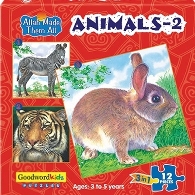 Saniyasnain Khan எழுதிய Animals 2 - Box of Three Puzzles - Book Cover